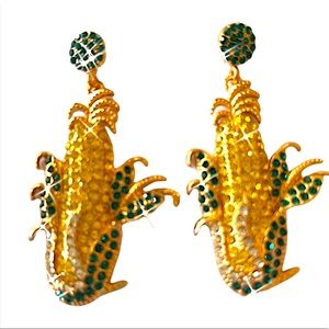 Corn Earrings Nebraska Theme Swarovski Crystal